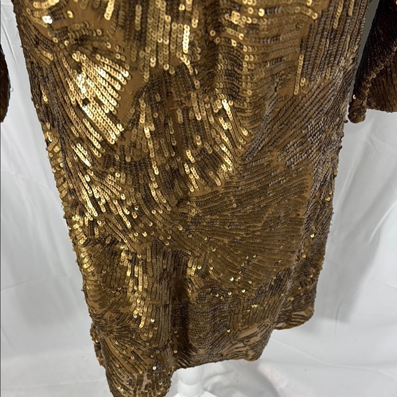 Trina Turk Gold Sequin Sheath Dress Dolman Sleeves Sz 6 NWT - Picture 5 of 10